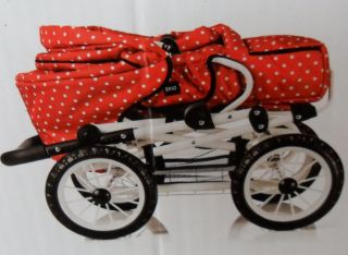 BRIO Puppenwagen Combi, rot mit Punkten Sonderedition mit Kinder