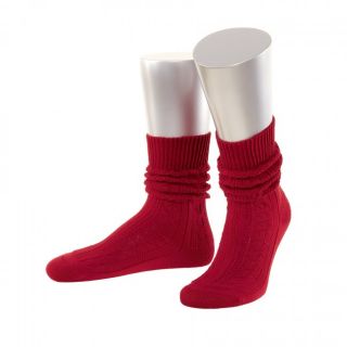 Damen Trachtensocken Trachtenstrümpfe Zopf Socken Rot
