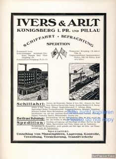 Spedition Schiffahrt Ivers & Arlt Königsberg Pillau Reklame von 1922