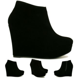 Neu Damen Stiefeletten Ankle Boots Schuhe Keilabsatz Plateau Gr 36 41
