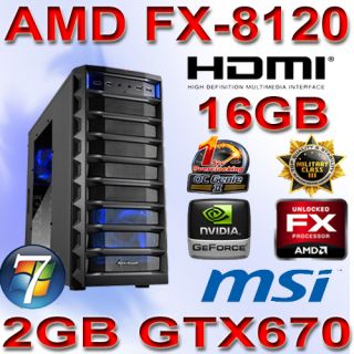 GAMER PC 3D AMD Bulldozer FX 8120 8x@4,20GHz+8GB Corsair GTX670 2GB