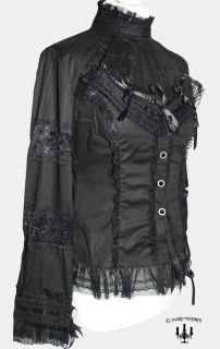 Victorian Bluse Rüschenbluse mit Jabot von RQ BL in schwarz mit