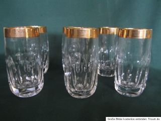 Kristall Bleikristall Wasser Gläser Trinkgläser mit Goldrand H 13
