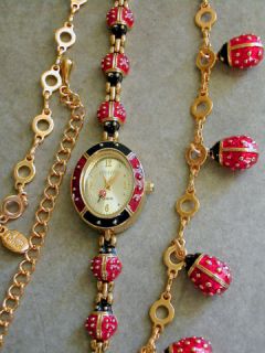 Joan Rivers Marienkäfer Damenuhr & Kette Uhr Armbanduhr *Ladybug