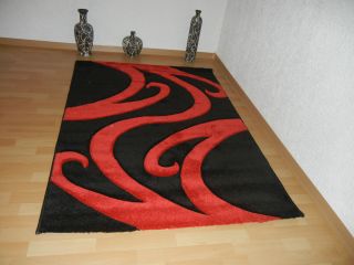 Teppich 3D Effekt spitzenqualität DESIGN 712 Schwarz Rot