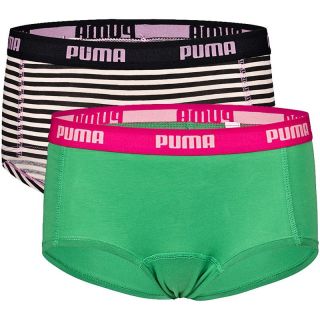 PUMA 2er Pack Damen Stripe Mini Shorts Panties Hipster Short XS S M L