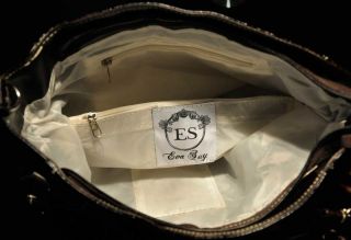 Damentasche Handtasche Original Eva Suy weiß Kroko Muster Lack