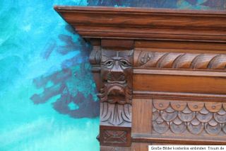 großer antiker Gründerzeit Holzspiegel  geschl.Spiegel  Löwenköpfe