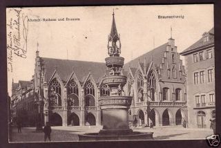 AK Braunschweig Altstadt Rathaus u. Brunnen 1914 (742)