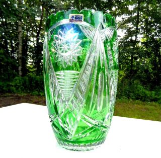 große Bleikristall Vase Grün Bleikristallvase smaragd