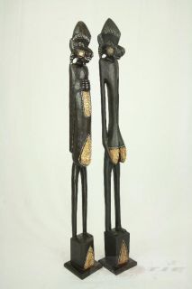 Afrika Deko Massai Krieger Paar je 100 cm Holzfigur Holzstatue