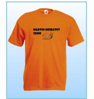 Fun T Shirt Junggesellenabschied orange Schnecke JGA