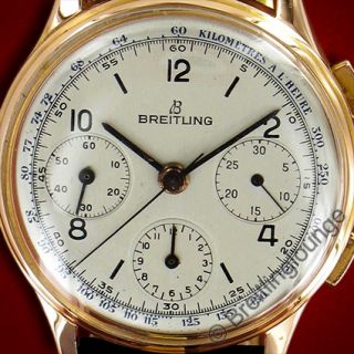 BREITLING Uhr Premier 787 Tricompax 1947 18 Kt Rot Gold