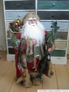Luxus Nikolaus Figur Weihnachtsmann Statue mit Kunstpelz und 2