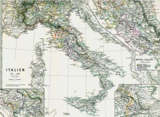 Historische Landkarte Königreich ITALIEN Regno Italia 1137   1302
