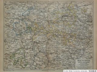 Landkarte Braunschweig, Lippe, Waldeck, 1888, M4