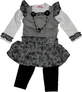 süße Mädchen Kombi Set 3tlg Shirt Tunika/ Kleid Leggings Gr.92 104