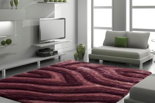 Designer Hochflor Shaggy Teppich   Pink, Beige oder Silber   3D Wellen