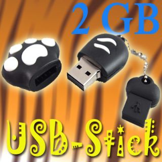 USB STICK 2GB SCHWARZE KATZEN HUNDE PFOTE