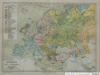 Landkarte Europa, Völker  u. Sprachenkarte, 1888, M4