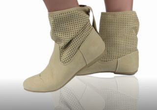 NEU Damen Stiefelette Boots Stiefel Schuhe flache SOMMERSTIEFEL BEIGE