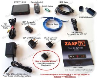 ZAAPTV IPTV Receiver HD309N ZAAP TV + HDMI Cable + WiFi Dongle, NEW