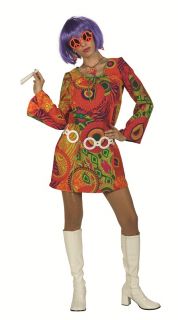Hippie Kleid Joy Retro 70er 80er Jahre Party Kostüm Damen Gr. 48 50