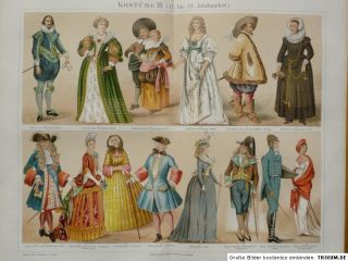 Mode, Kostüme III, 17. 19. Jahrhundert, Litho 1888, M4