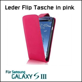Samsung Galaxy S3 i9300 Flip Case Tasche pink PREMIUM Leder Tasche