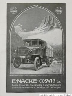 Auto   Werbung, E. Nacke LKW Busse, Coswig in Sa., 1917