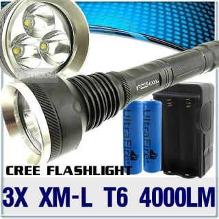 3x CREE XM L XML T6 LED Flashlight Torch +18650+Charger 818