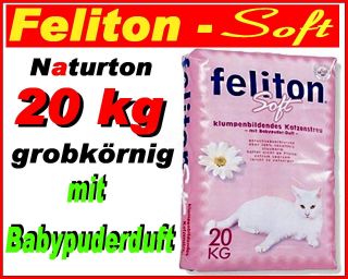 75E/kg)Feliton Soft Katzenstreu Katzen Sand Babypuder Duft 20kg