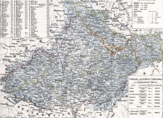 Alte Landkarte MÄHREN Österreichisch Schlesien Austerlitz Slowakei