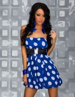 Chiffon Mini Kleid Pünkte Dots Blau S/M  34 36 38 #853 1