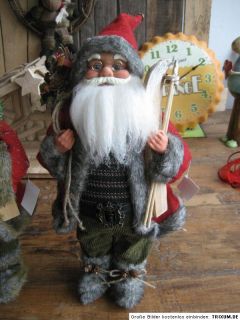 Nikolaus Figur mit Ski Weihnachtsmann Schrank Dekoration 50 cm