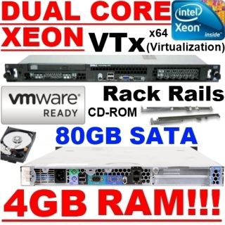 Dell PowerEdge 860 Dual Core Xeon 4GB RAM 1U 80GB SATA Server Rails