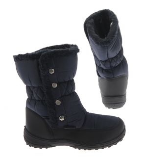 Gr 38 Damen Stiefel Schuhe Winter Boots Snow Dunkelblau Schnee Neu 856