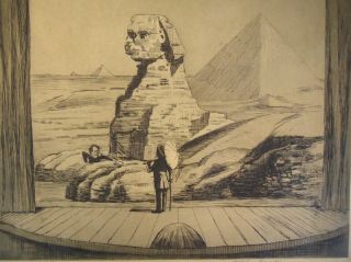 RADIERUNG OTTO SAGER 1870 1940   ÄGYPTEN KAIRO PYRAMIDEN SPHINX