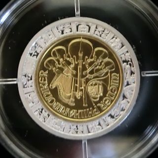 Wiener Philharmoniker Silbermünze (18 Gramm), teilweise 24 Karat