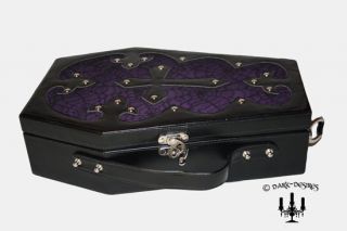 Gothic vampir XL Reise Sarg violett lila ausgeschlagen Handtasche