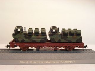 Roco minitanks H0 884 DB Rungenwagen Kbs, mit Minenwerfer Scorpion, KK