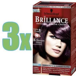 3x Schwarzkopf Brillance Intensiv Haarfarbe Color 888 Dunkle Kirsche