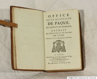 Messbuch   MISSALE ROMANUM von 1786   OFFICE DE LA QUINZAINE DE PAQUE