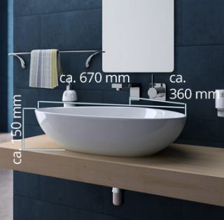 Design Waschbecken in zeitloser Formgebung Als Aufsatzbecken geeignet