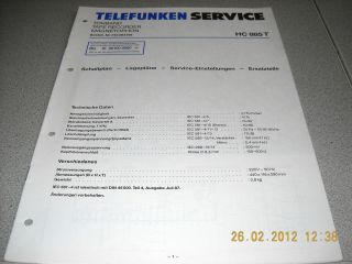 TELEFUNKEN Magnetophon HC885T Service Manual