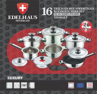 Luxury Switzerland Edelstahl 16tlg Kochtopf Set Topf Set auch für