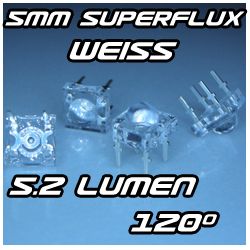 10 5mm SuperFlux LEDs PIRANHA LED WEiß WHITE 120° 5 Lm