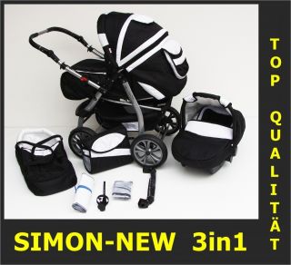 SIMON NEW 3in1 Kombikinderwagen Kinderwagen Softtragetasche Babywagen