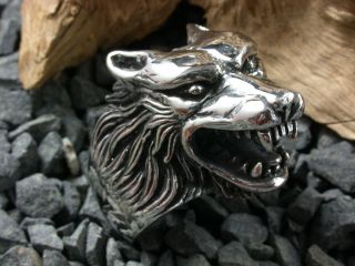 Ring, Wolf, Bikerschmuck, Gothic, Metal, Sterling Silber 925