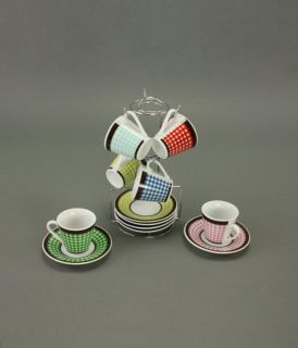 Espressotassen, 6er Set aus Porzellan mit Untertelle, Geschirr, Tassen